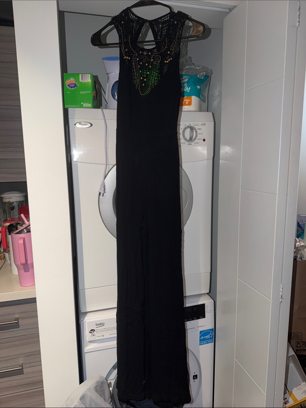 Black Jumpsuit with Gold Beading